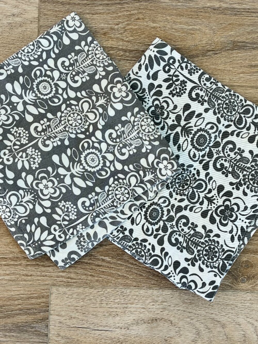 Ikea Akerkulla Euro Pillow Shams Set of 2 Gray White Floral 26x26